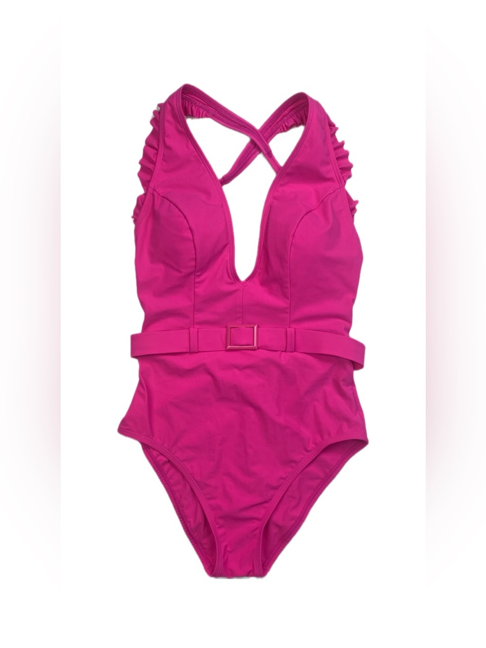 Skinny Dippers Jelly Beans Cinch Belted Ruffle Tummy Control One-Piece size S